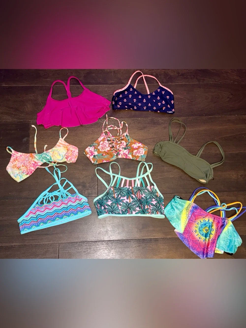 Girls Bikini Top Lot 8 piece | Size 10-12 | Mixed Brands | EUC